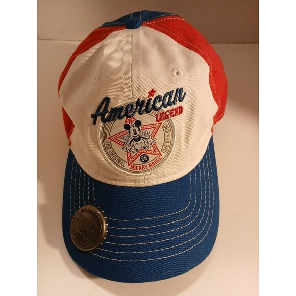 Walt Disney World American Legend Mickey Mouse Hat Red White Blue Bottle Opener - Picture 1 of 8